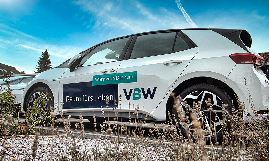 Die neue E-Fahrzeugflotte der VBW fährt absolut CO2-frei durch ganz Bochum