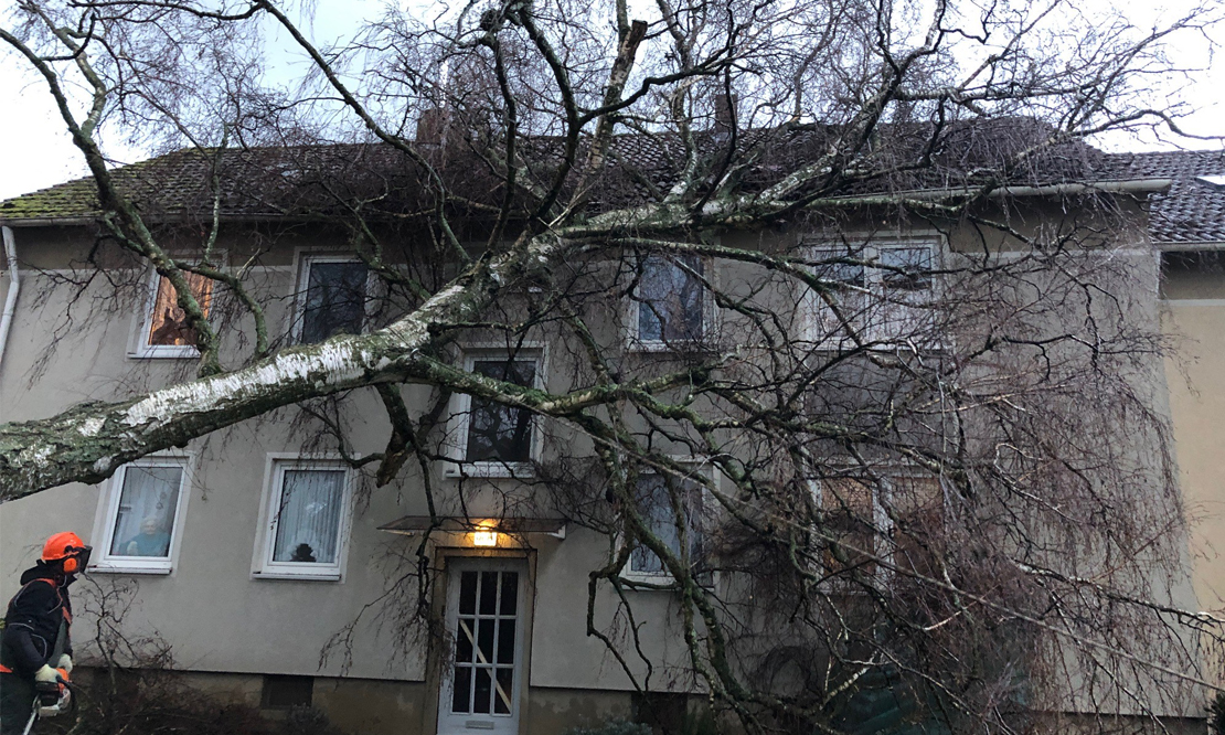 Orkantief Sabine stürmt über Bochum hinweg und hinterlässt Schäden. Foto: VBW