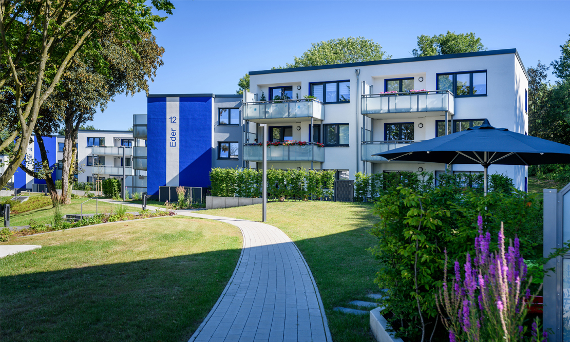 Modernisierte Häuser im VBW-Quartier Flüssesiedlung